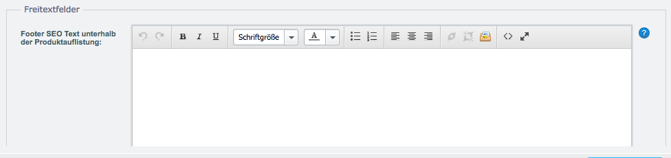 Angelegtes Freitextfeld einer Kategorie im Shopware-Backend